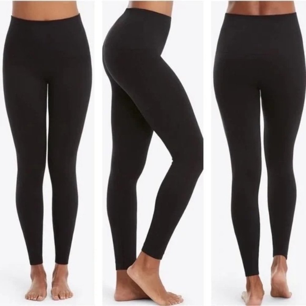 SPANX Look At Me Now Seamless Black Leggings Medium M